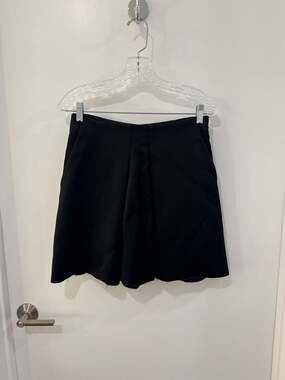 Céline Black Pleated Raw-Hem Skirt/Culottes